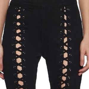 Stylish Black Lace-Up Leggings